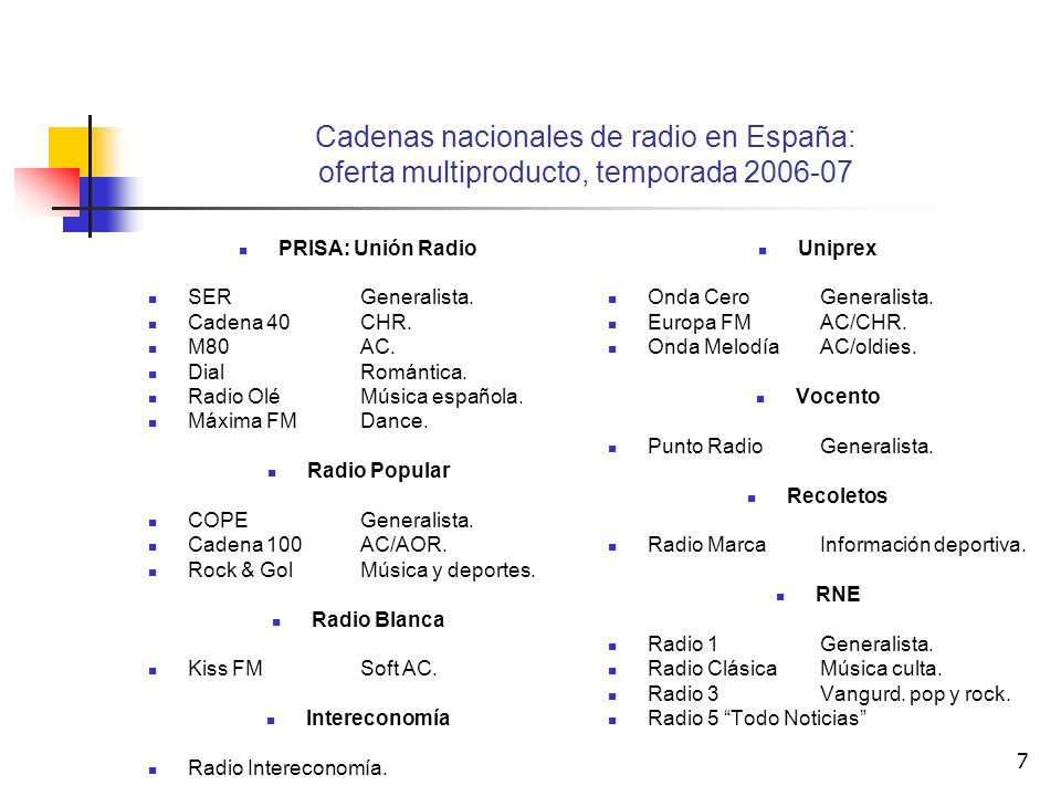 Cadenas nacionales de radio en España: oferta multiproducto, temporada