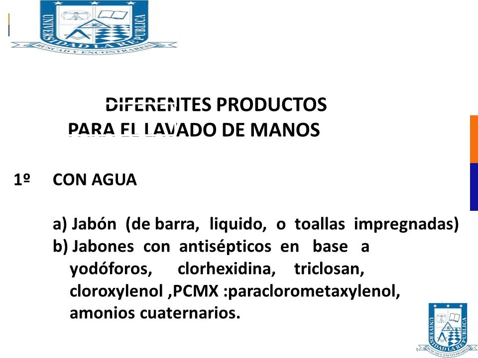 DIFERENTES PRODUCTOS PARA EL LAVADO DE MANOS 1º CON AGUA