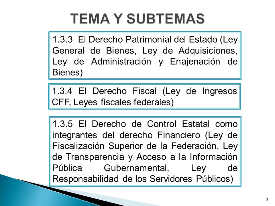 TEMA Y SUBTEMAS El Derecho Patrimonial del Estado (Ley General de Bienes, Ley de Adquisiciones, Ley de Administración y Enajenación de Bienes)