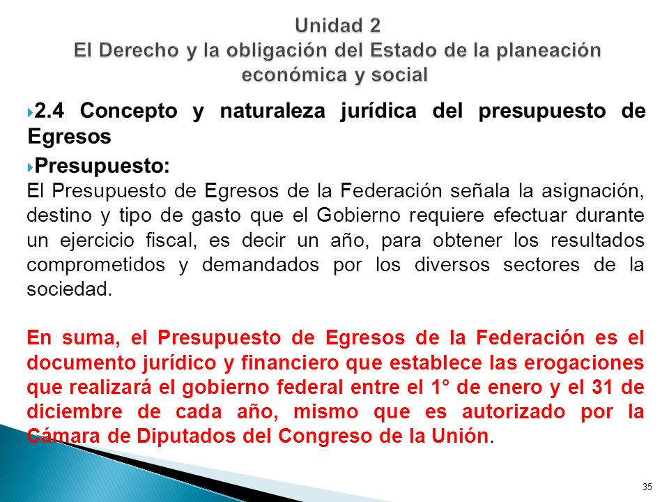 Unidad 2 El Derecho y la obligación del Estado de la planeación económica y social
