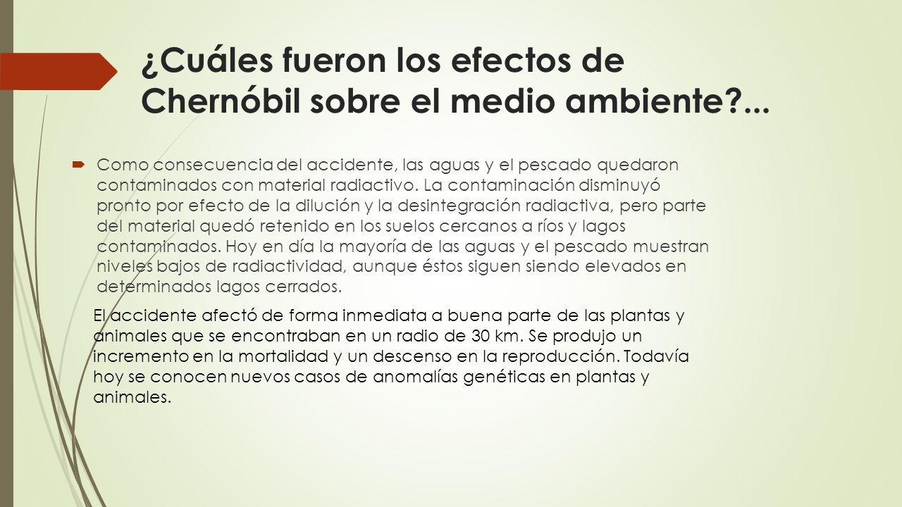 ¿Cuáles fueron los efectos de Chernóbil sobre el medio ambiente ...