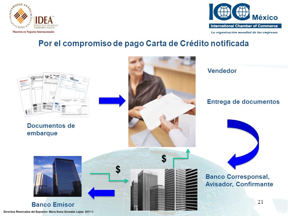 Por el compromiso de pago Carta de Crédito notificada