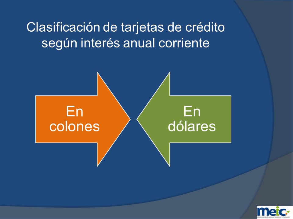 Clasificación de tarjetas de crédito según interés anual corriente