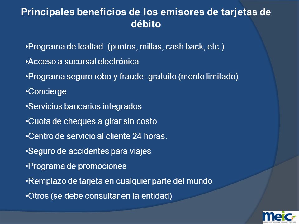 Principales beneficios de los emisores de tarjetas de débito