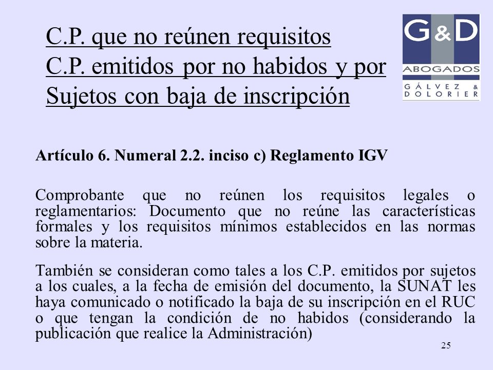 C.P. que no reúnen requisitos C.P. emitidos por no habidos y por