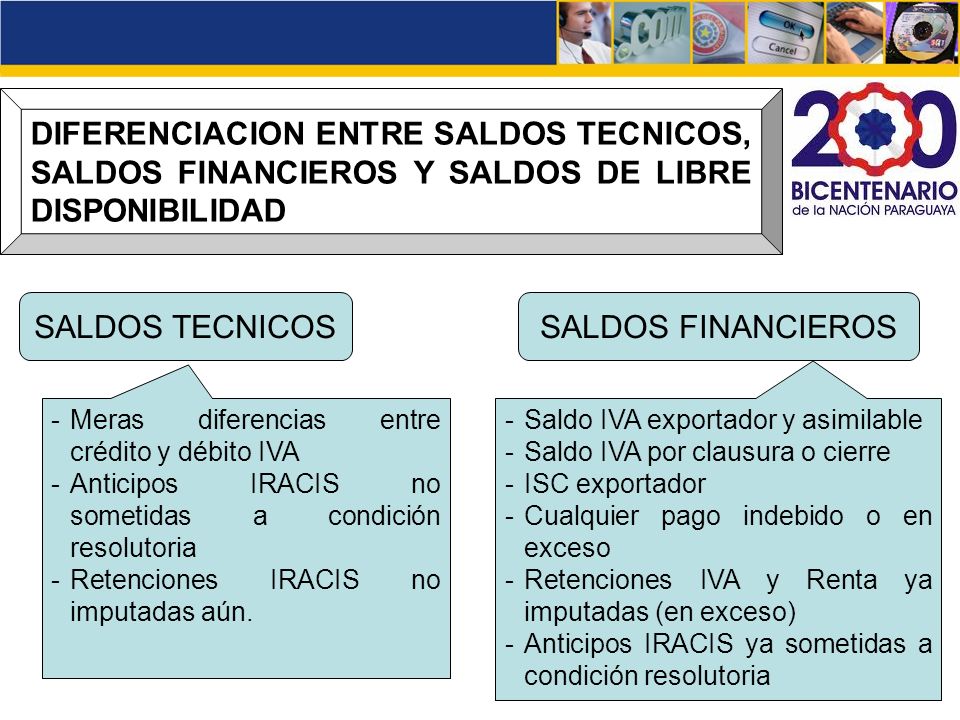 DIFERENCIACION ENTRE SALDOS TECNICOS, SALDOS FINANCIEROS Y SALDOS DE LIBRE DISPONIBILIDAD