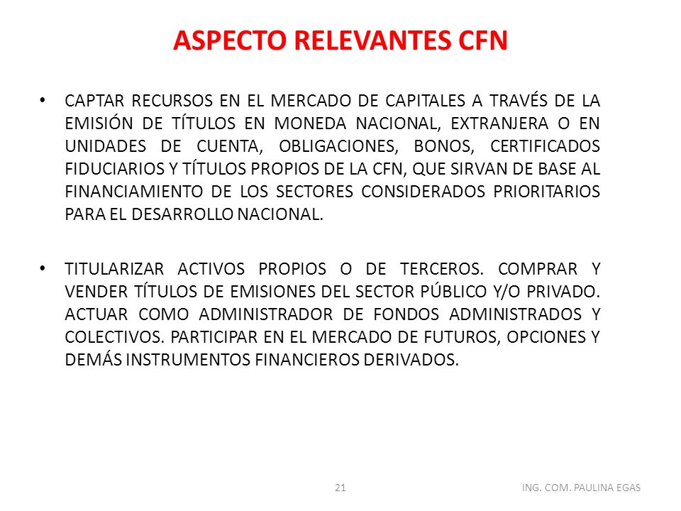 ASPECTO RELEVANTES CFN