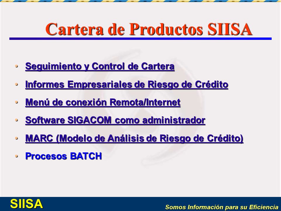 Cartera de Productos SIISA