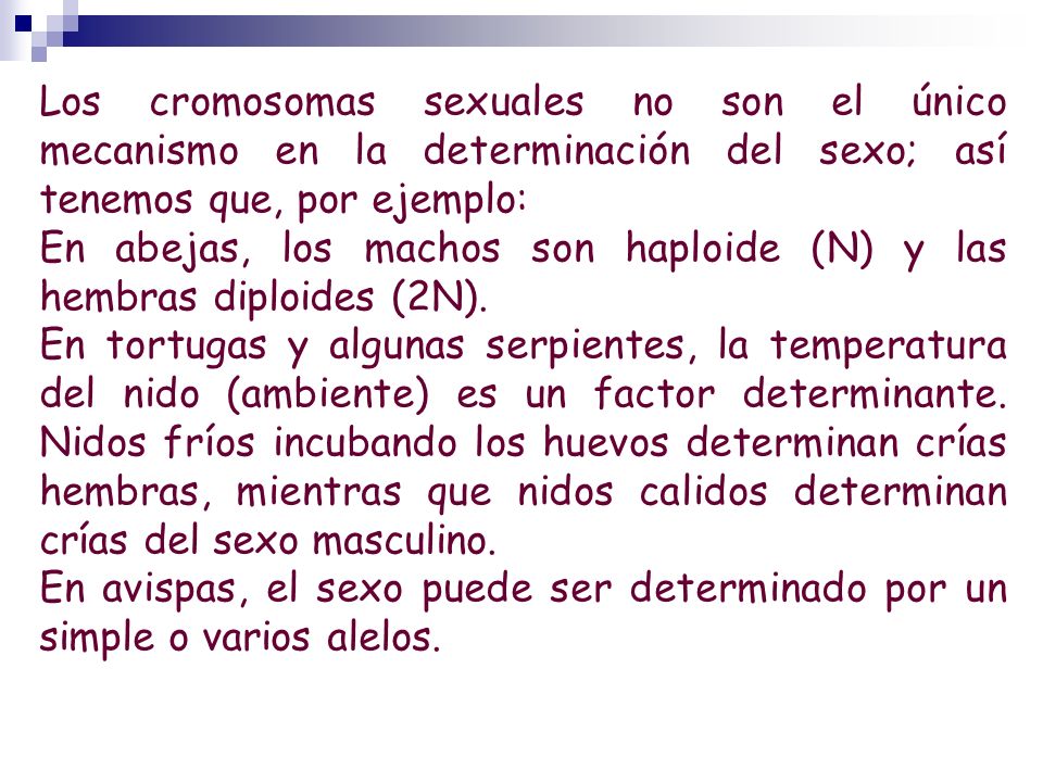 Los cromosomas sexuales no son el único mecanismo en la determinación del sexo; así tenemos que, por ejemplo: