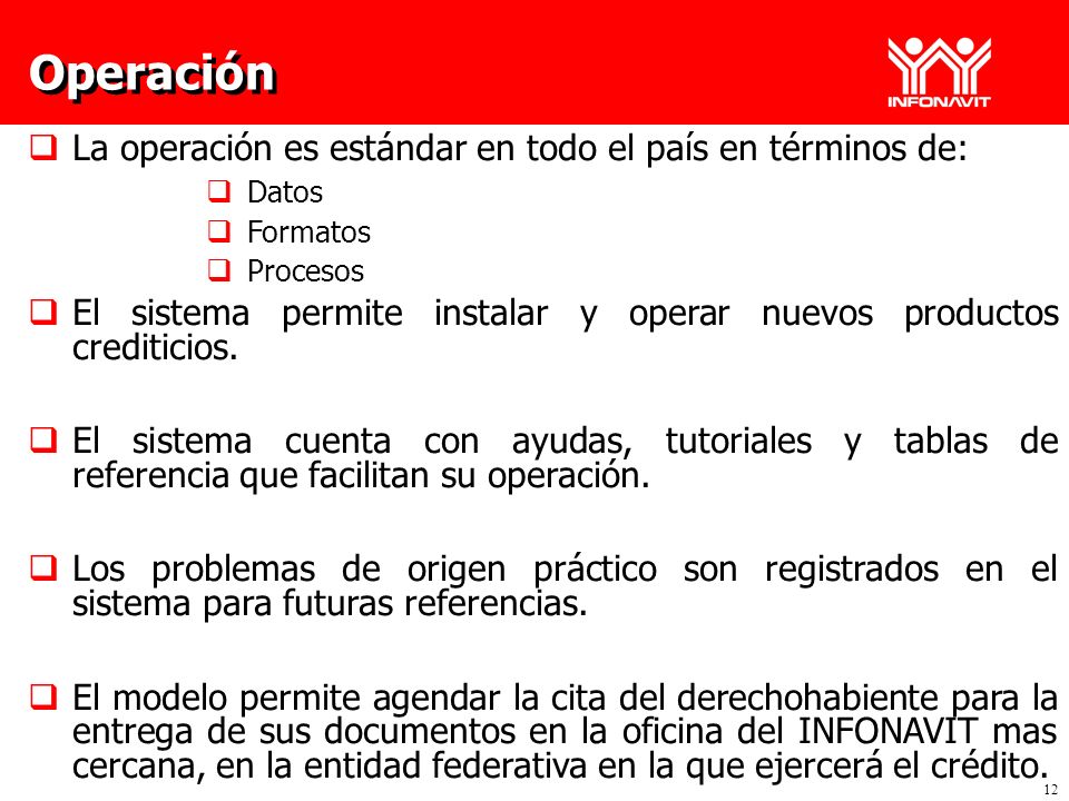 Operación La operación es estándar en todo el país en términos de: