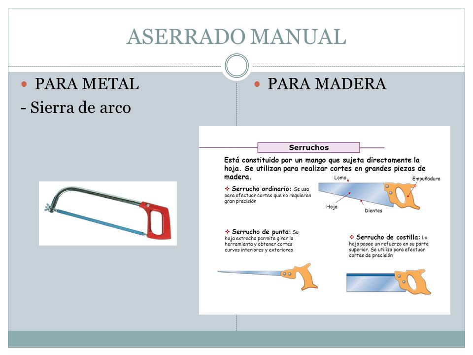 ASERRADO MANUAL PARA METAL - Sierra de arco PARA MADERA