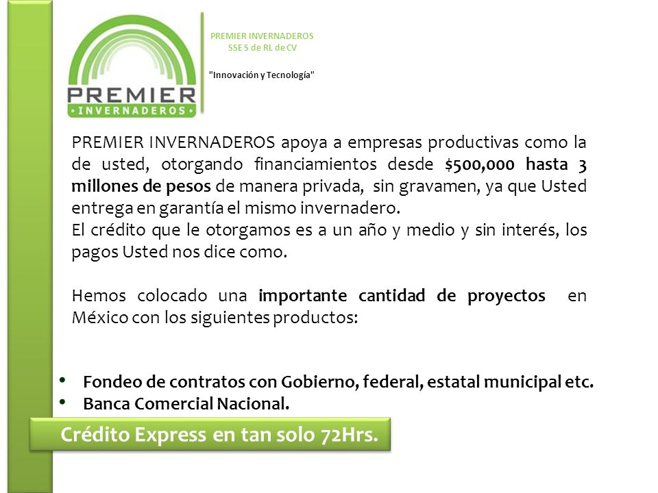 PREMIER INVERNADEROS SSE S de RL de CV Innovación y Tecnología