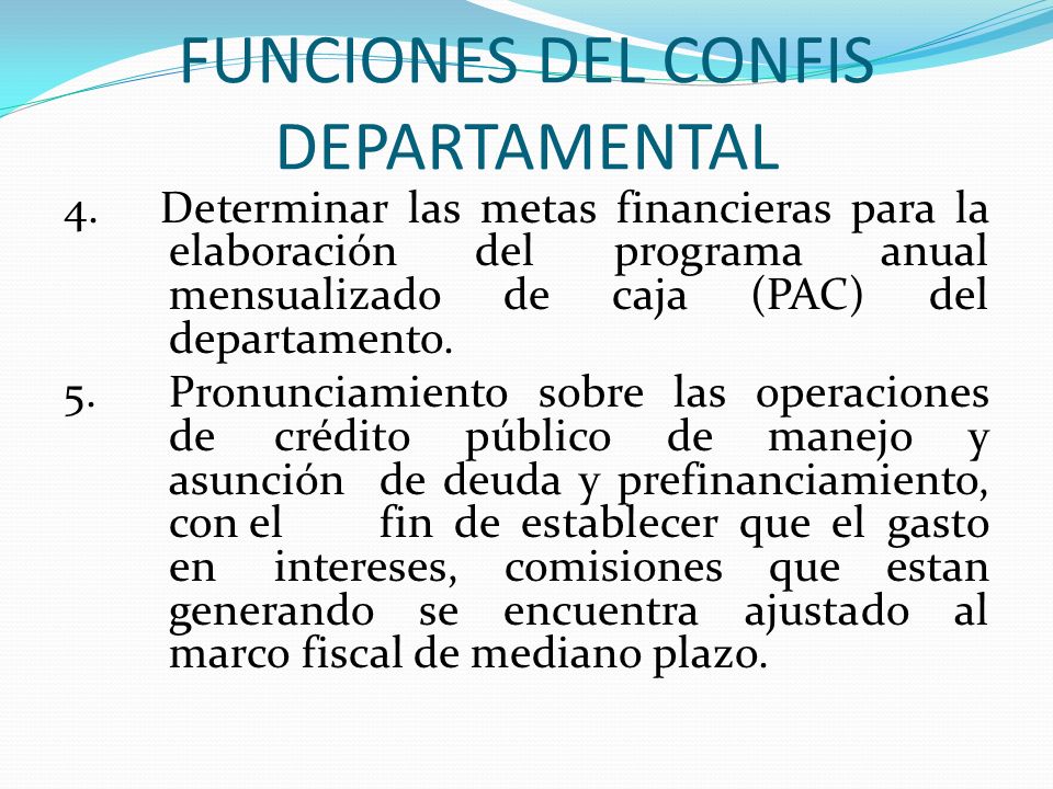 FUNCIONES DEL CONFIS DEPARTAMENTAL