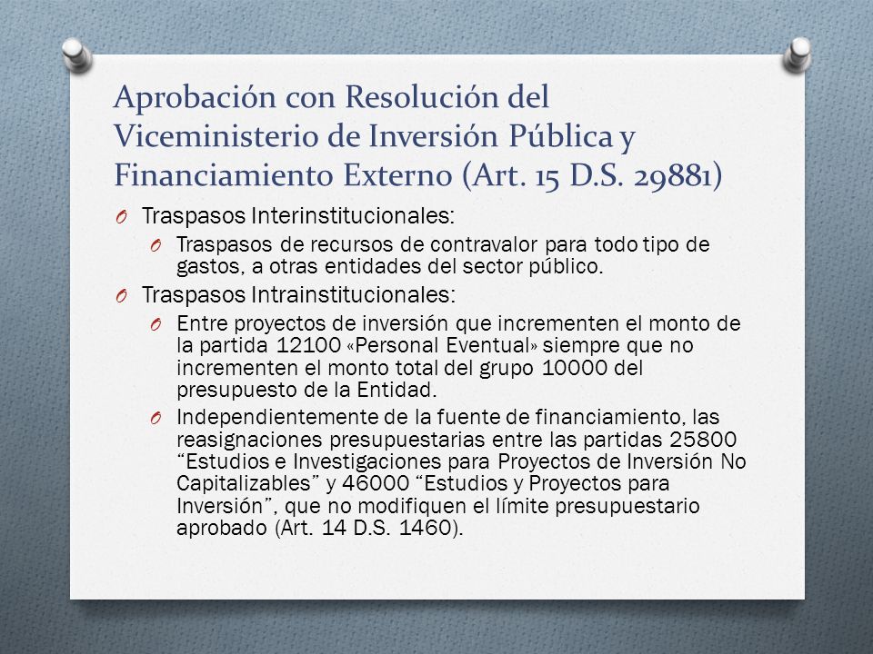 Aprobación con Resolución del Viceministerio de Inversión Pública y Financiamiento Externo (Art. 15 D.S )