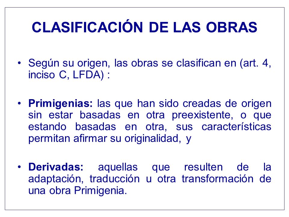 CLASIFICACIÓN DE LAS OBRAS