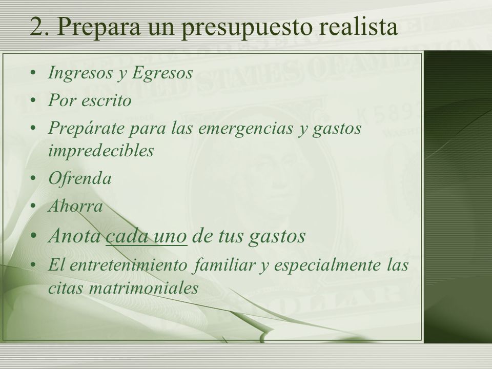2. Prepara un presupuesto realista