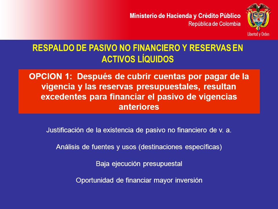 RESPALDO DE PASIVO NO FINANCIERO Y RESERVAS EN ACTIVOS LÍQUIDOS