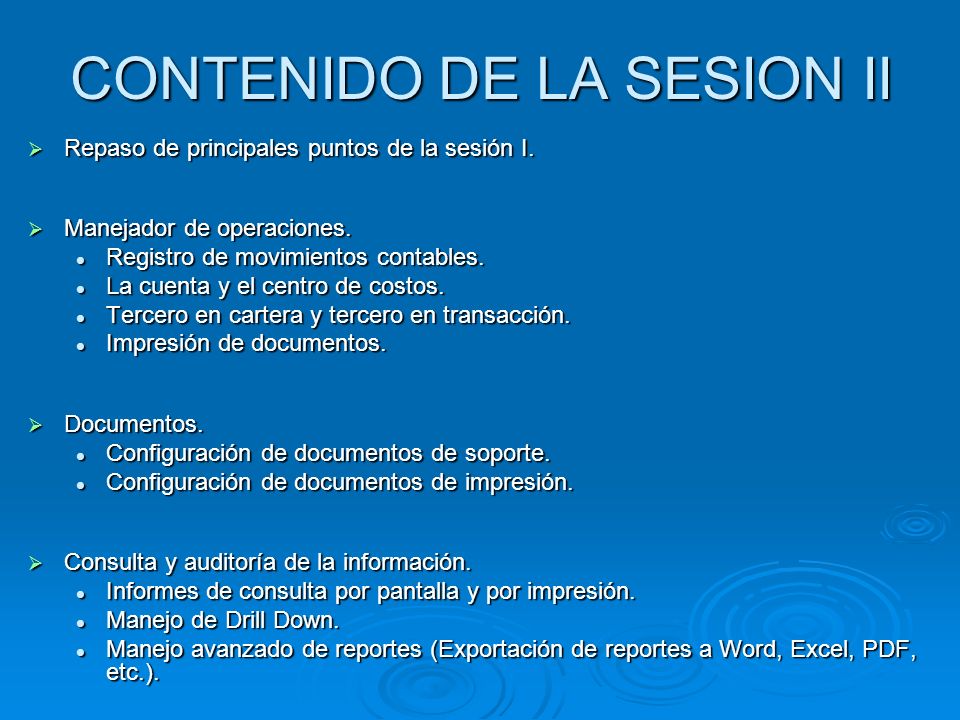 CONTENIDO DE LA SESION II