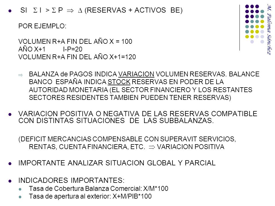 SI  I >  P   (RESERVAS + ACTIVOS BE)