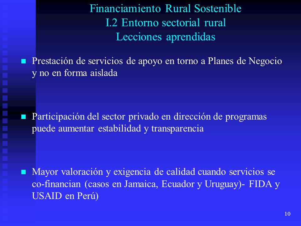 Financiamiento Rural Sostenible I