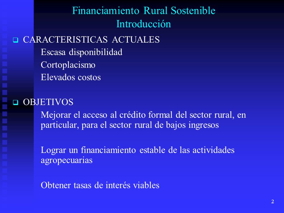 Financiamiento Rural Sostenible Introducción