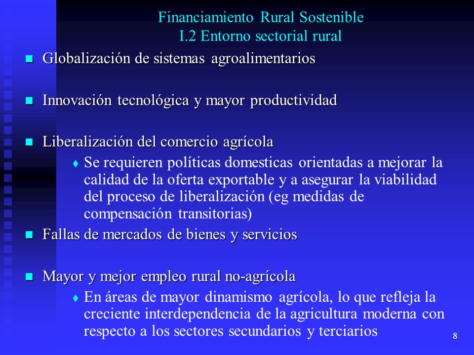 Financiamiento Rural Sostenible I.2 Entorno sectorial rural