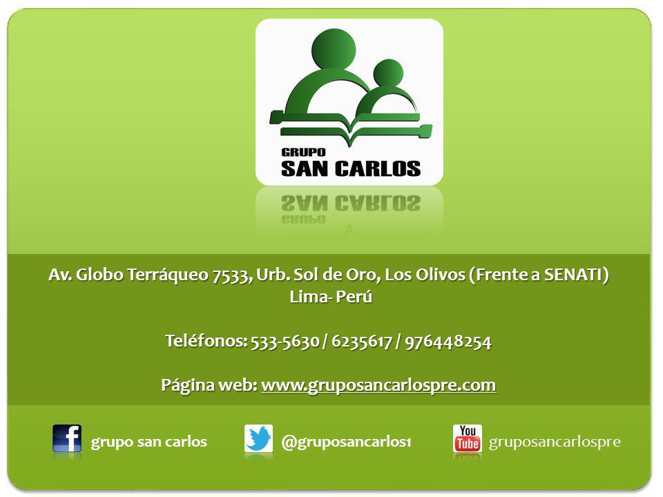 Av. Globo Terráqueo 7533, Urb. Sol de Oro, Los Olivos (Frente a SENATI)