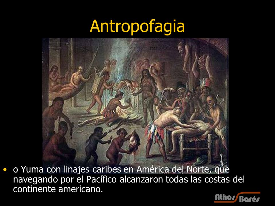 Antropofagia o Yuma con linajes caribes en América del Norte, que navegando por el Pacífico alcanzaron todas las costas del continente americano.