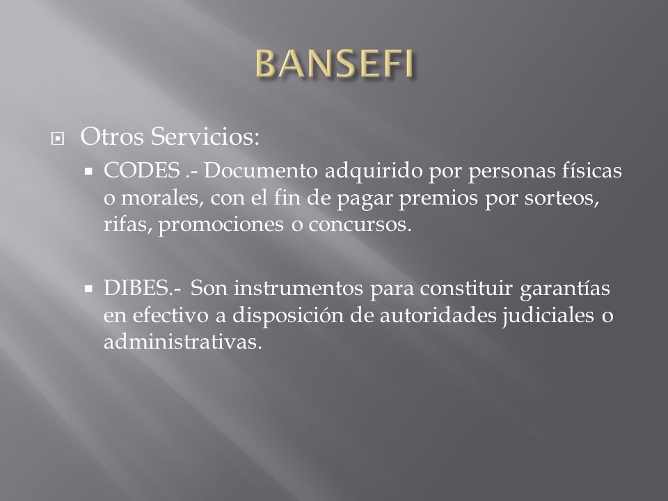 BANSEFI Otros Servicios: