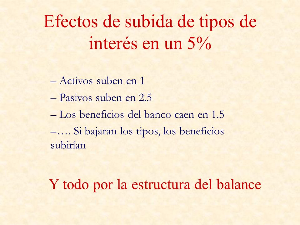 Efectos de subida de tipos de interés en un 5%