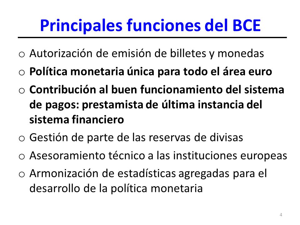 Principales funciones del BCE