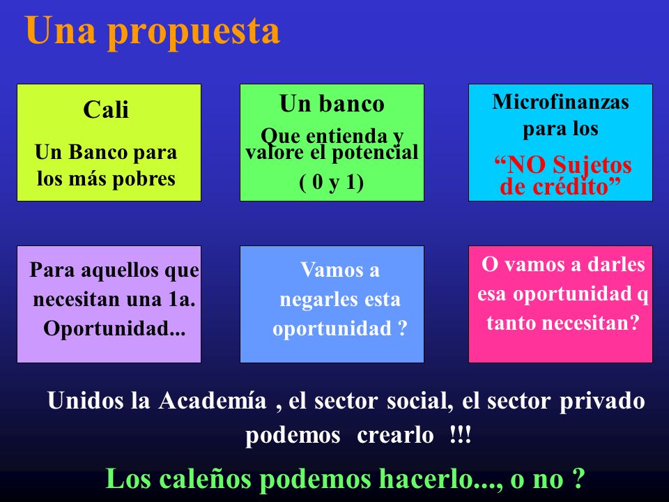 Una propuesta Los caleños podemos hacerlo..., o no Cali Un banco