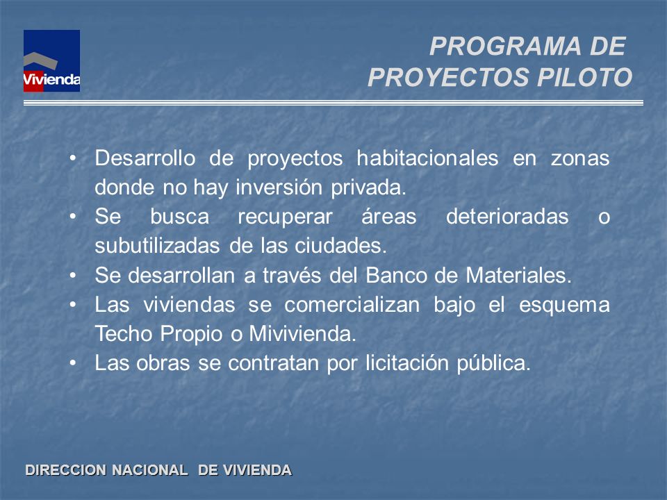 PROGRAMA DE PROYECTOS PILOTO