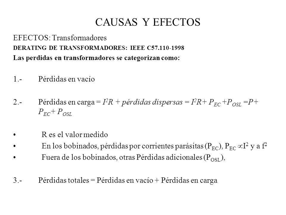CAUSAS Y EFECTOS EFECTOS: Transformadores 1.- Pérdidas en vacío