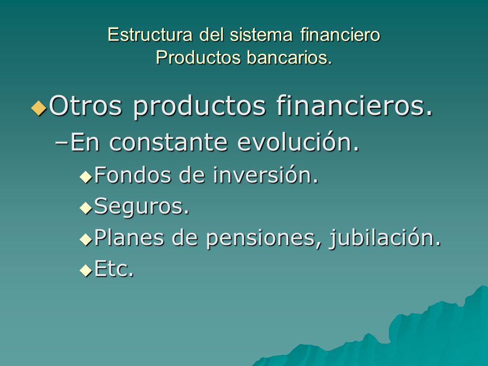 Estructura del sistema financiero Productos bancarios.
