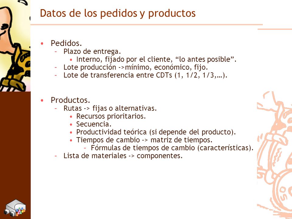 Datos de los pedidos y productos