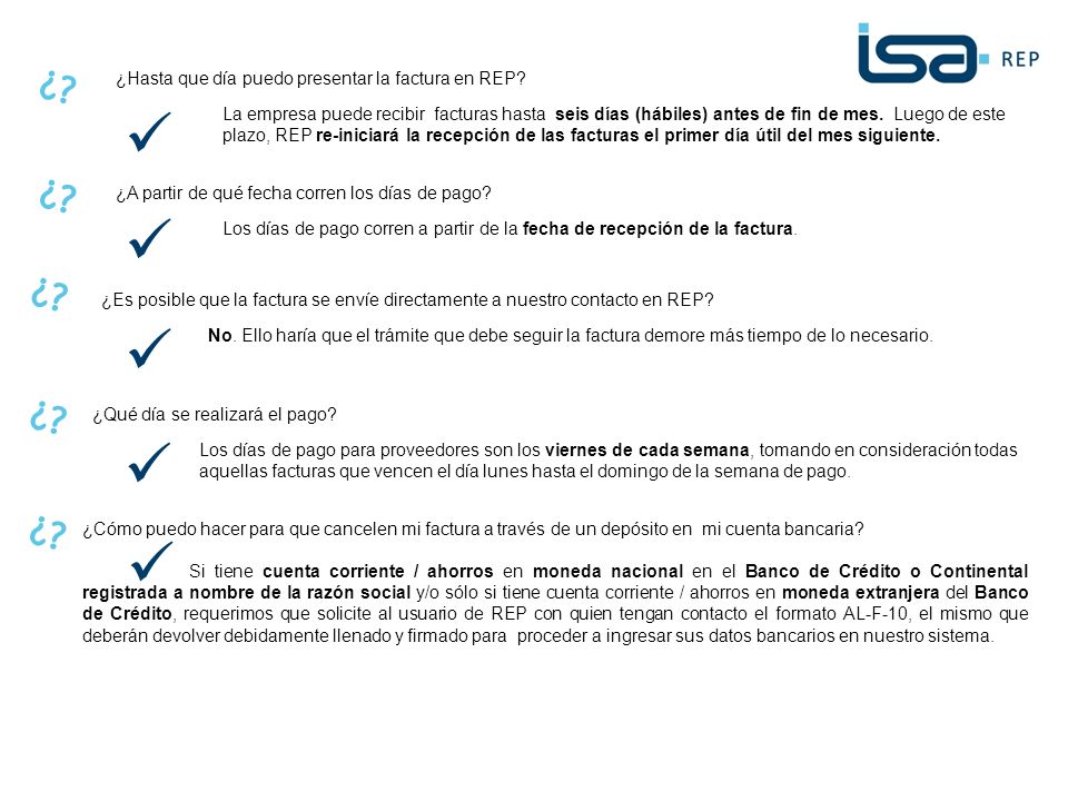 ¿ ¿Hasta que día puedo presentar la factura en REP
