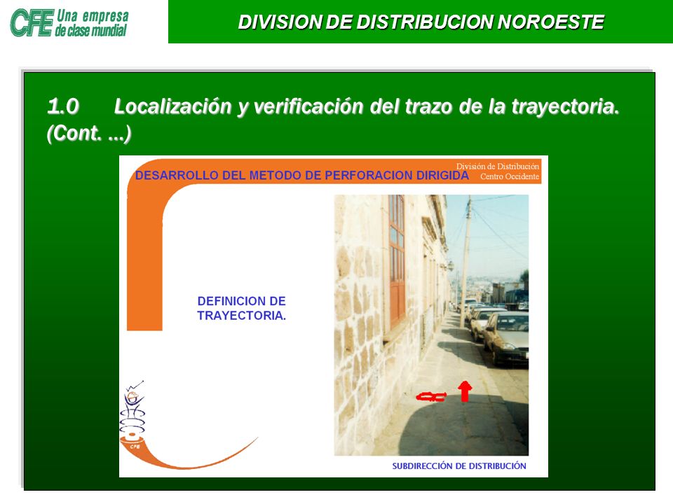 1.0 Localización y verificación del trazo de la trayectoria. (Cont. …)