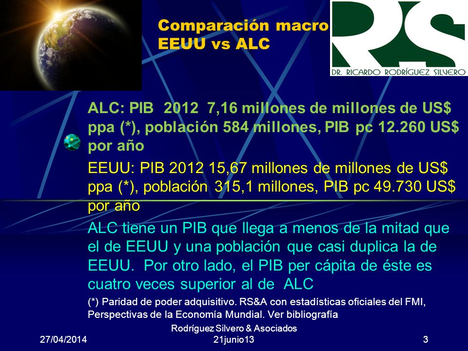 Comparación macro EEUU vs ALC