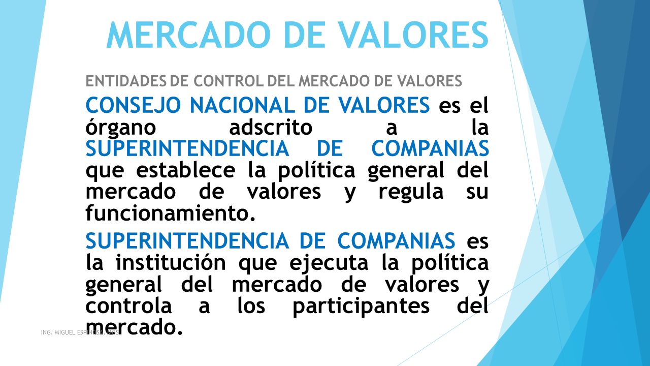 MERCADO DE VALORES ENTIDADES DE CONTROL DEL MERCADO DE VALORES.