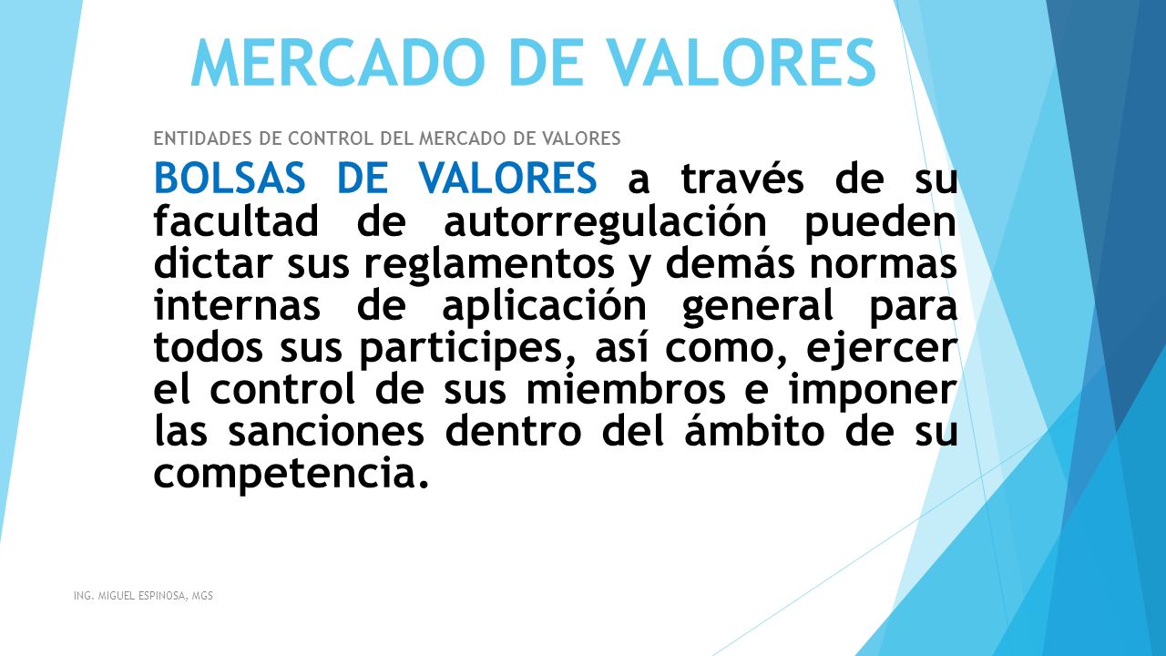 MERCADO DE VALORES ENTIDADES DE CONTROL DEL MERCADO DE VALORES.