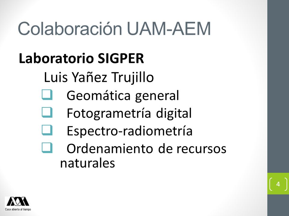 Colaboración UAM-AEM Laboratorio SIGPER Luis Yañez Trujillo