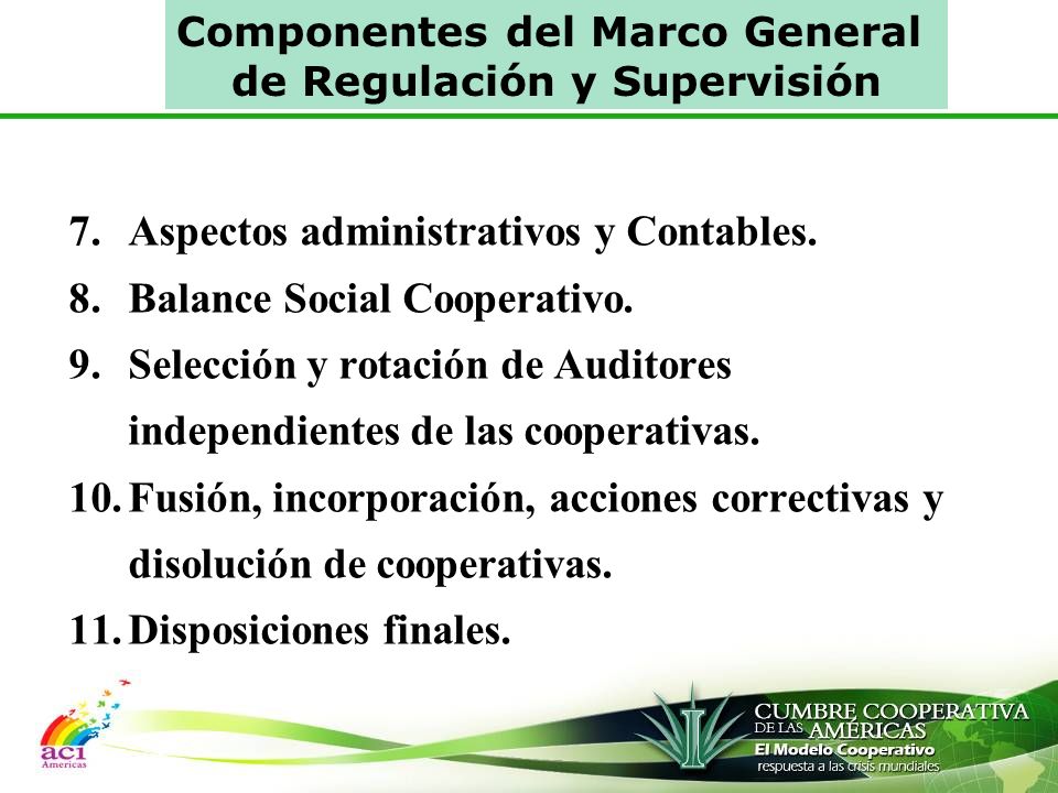 Componentes del Marco General de Regulación y Supervisión