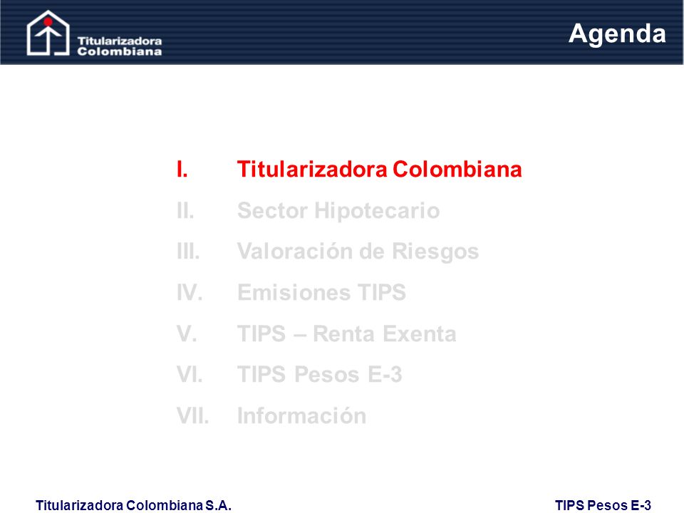 Agenda Titularizadora Colombiana Sector Hipotecario