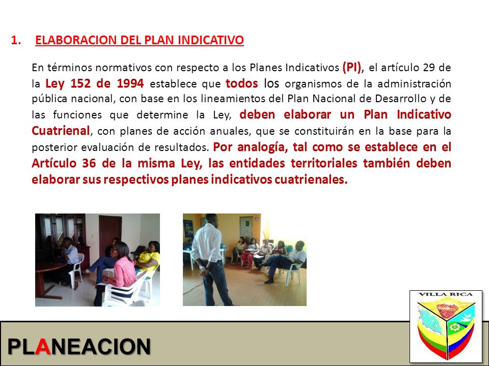 PLANEACION ELABORACION DEL PLAN INDICATIVO