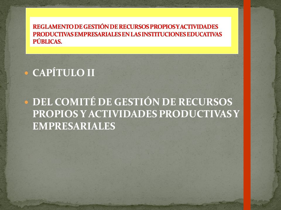 REGLAMENTO DE GESTIÓN DE RECURSOS PROPIOS Y ACTIVIDADES PRODUCTIVAS EMPRESARIALES EN LAS INSTITUCIONES EDUCATIVAS PÚBLICAS.