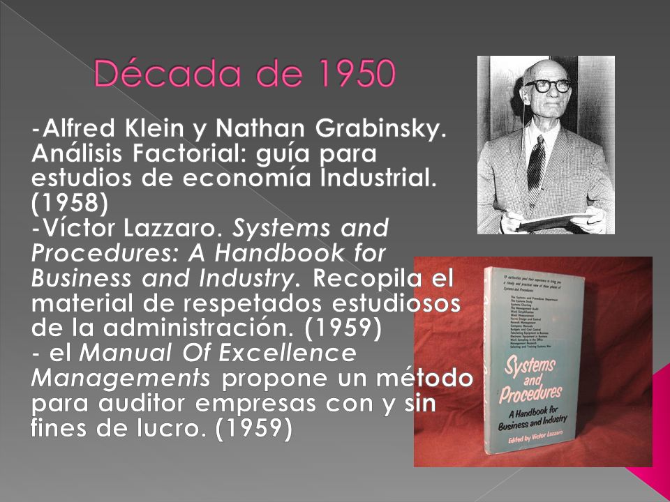 Década de Alfred Klein y Nathan Grabinsky. Análisis Factorial: guía para estudios de economía Industrial. (1958)