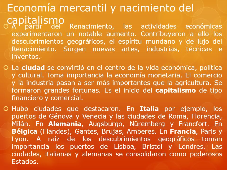 Economía mercantil y nacimiento del capitalismo