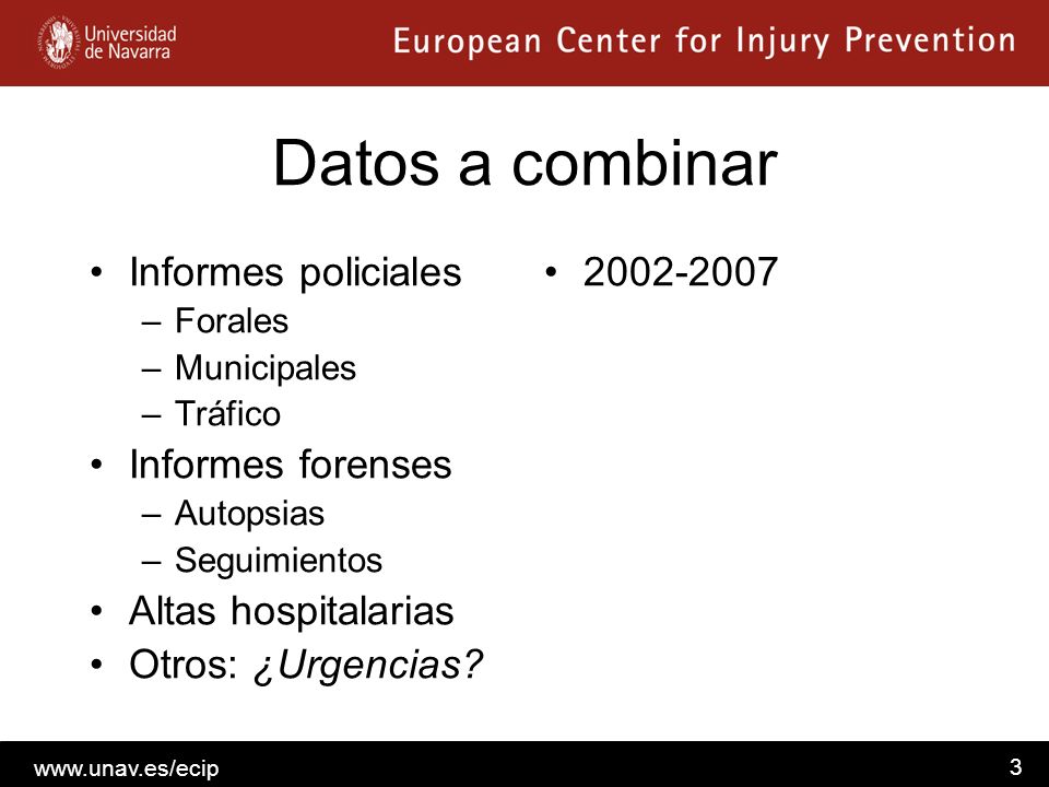 Datos a combinar Informes policiales Informes forenses