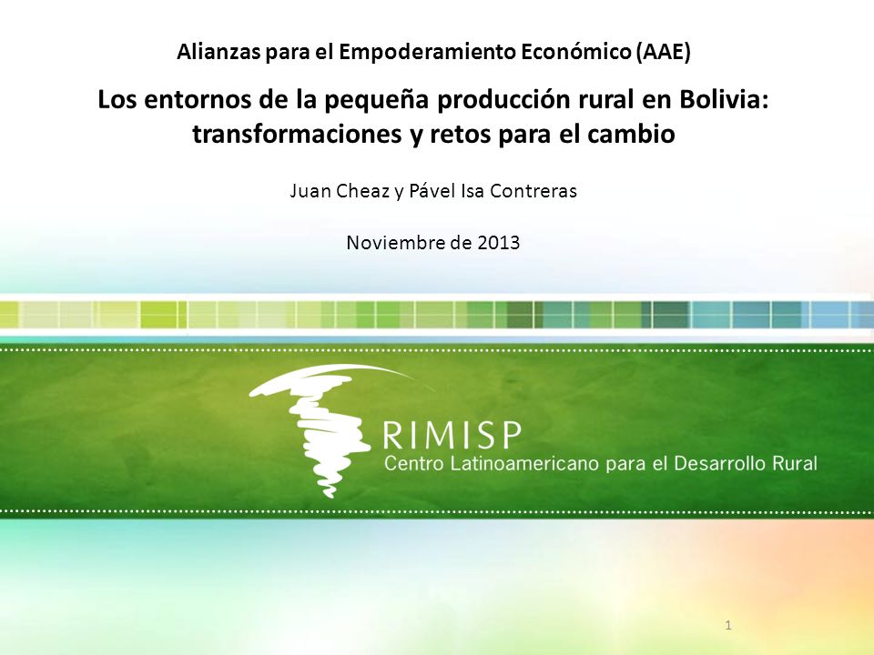 Los entornos de la pequeña producción rural en Bolivia:
